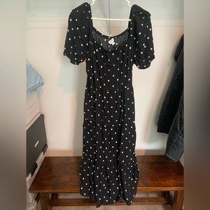 J crew factory black polka dot maxi dress
